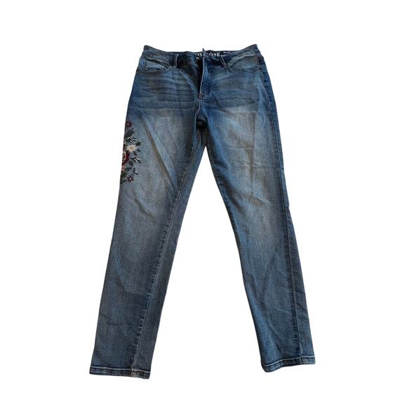 Knox Rose Women's Floral Embroidered Skinny Entubado Denim Jeans Size 12 Boho - Picture 1 of 7